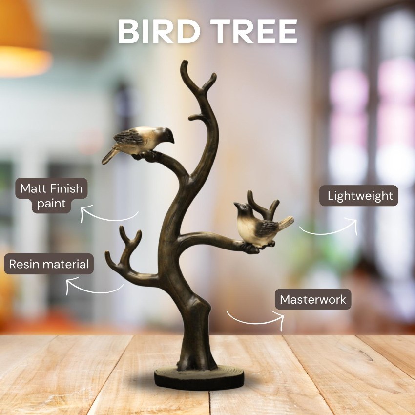 Charming Bird Tree Resin Key Holder Showpiece | 10 x 4 x 15 inches