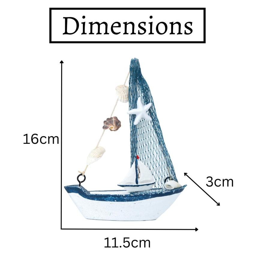 Mini Wooden Sailboat Model Decoration Showpiece | Pack of 4
