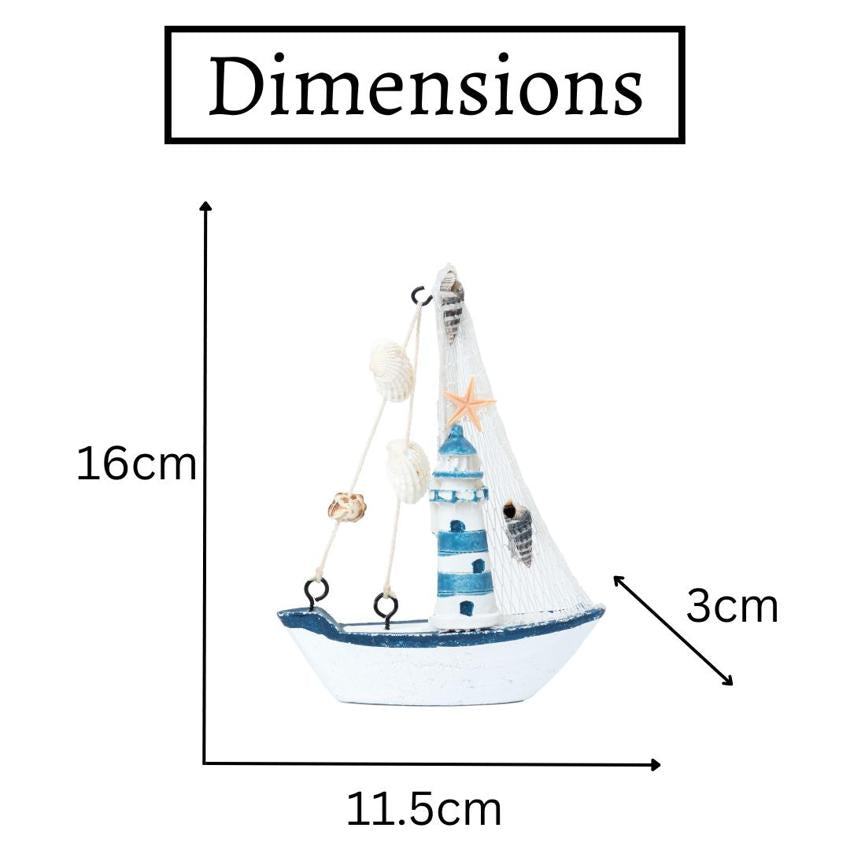 Mini Wooden Sailboat Model Decoration Showpiece | Pack of 4