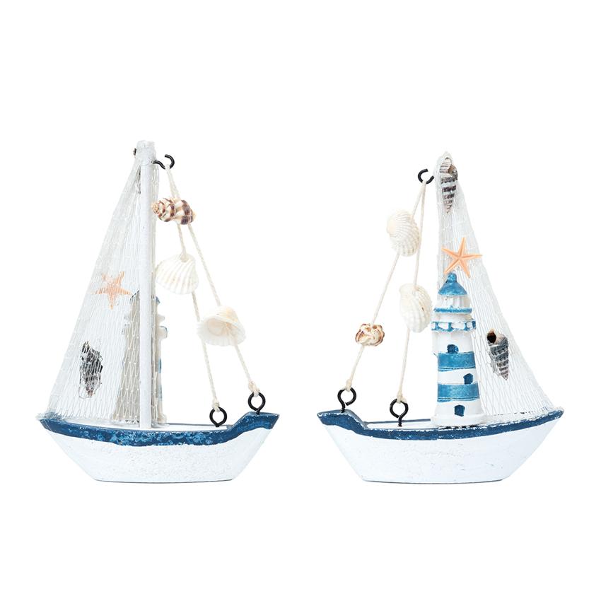 Mini Wooden Sailboat Model Decoration Showpiece | Pack of 4