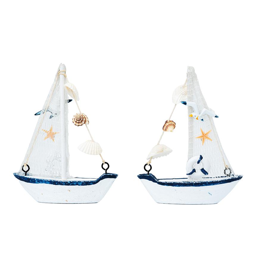Mini Wooden Sailboat Model Decoration Showpiece | Pack of 4