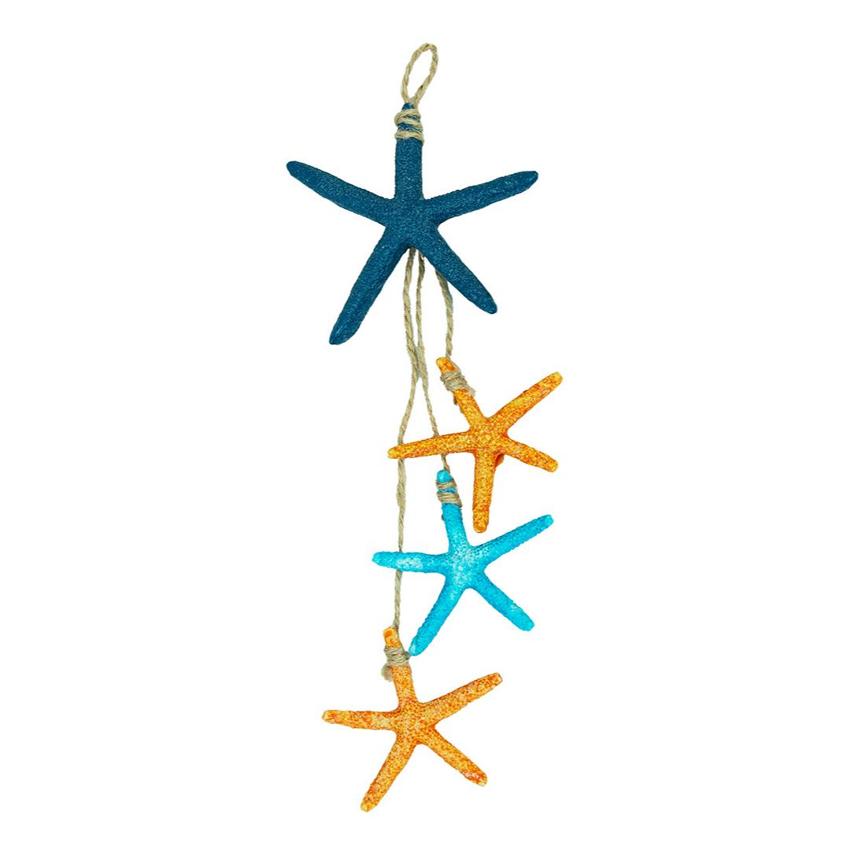 Coastal Elegance Wooden Starfish Wall Decor | Set of 2 | 9 x 4 inches