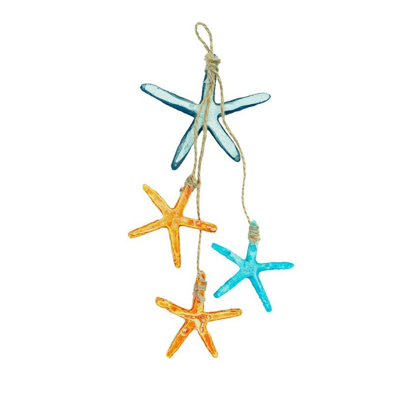 Coastal Elegance Wooden Starfish Wall Decor | Set of 2 | 9 x 4 inches