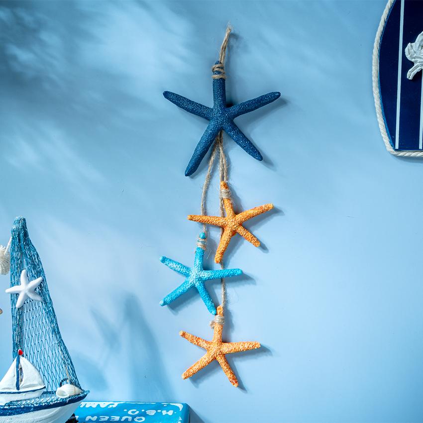 Coastal Elegance Wooden Starfish Wall Decor | Set of 2 | 9 x 4 inches