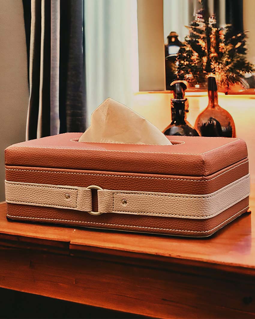 Elegant Design Luxora Leather Tissue Holder | 10 x 6 x 4 inches