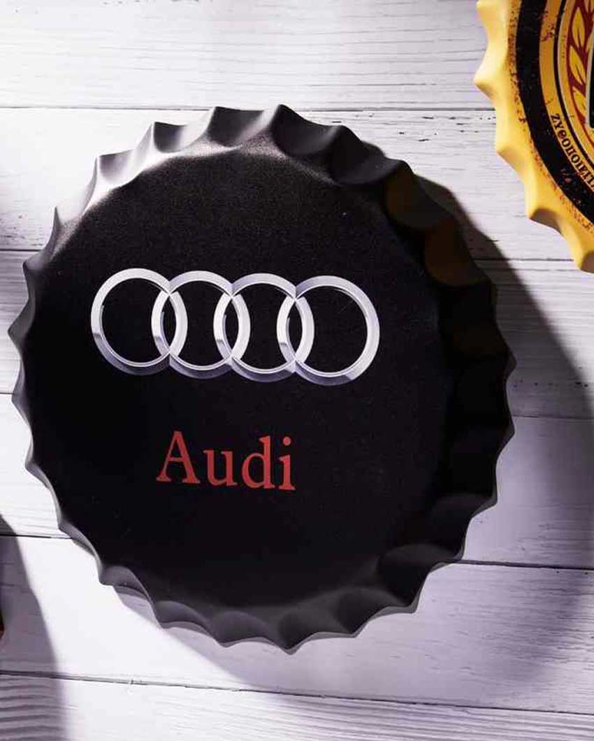 Audi Bottle Cap Wall Decor | Black| 35 x 5 cm/14 x 2 inches