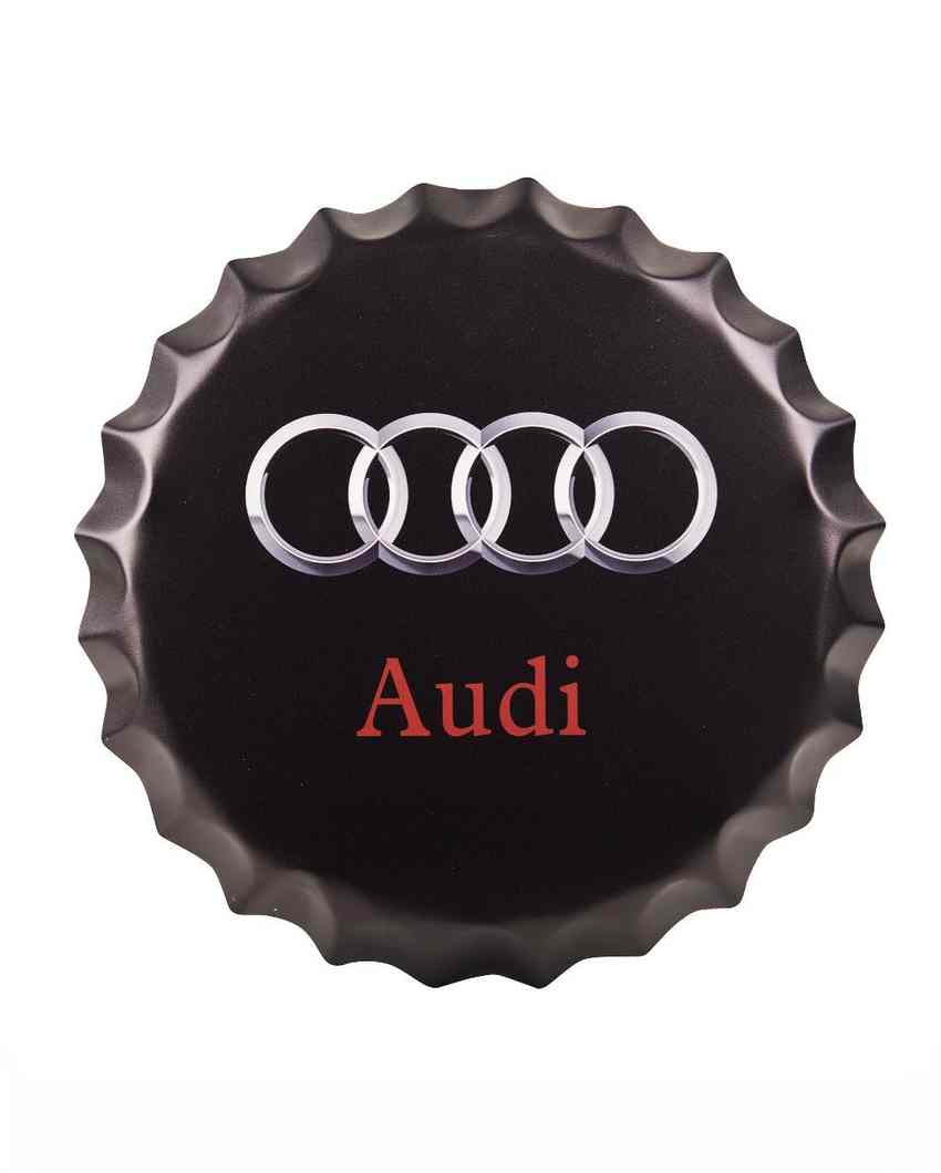 Audi Bottle Cap Wall Decor | Black| 35 x 5 cm/14 x 2 inches