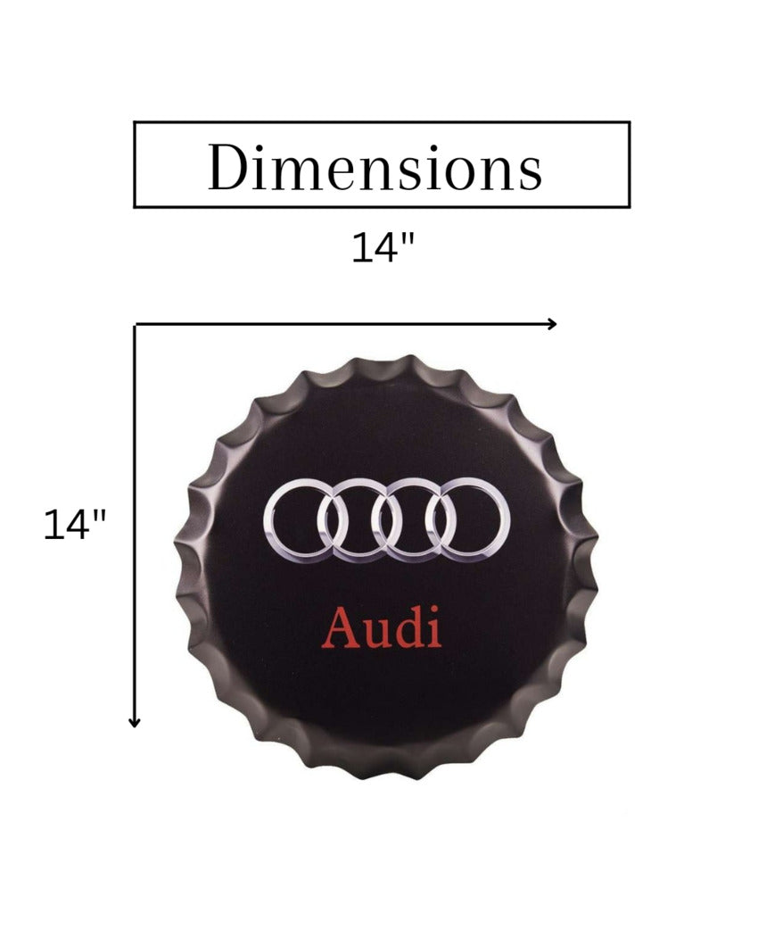 Audi Bottle Cap Wall Decor | Black| 35 x 5 cm/14 x 2 inches