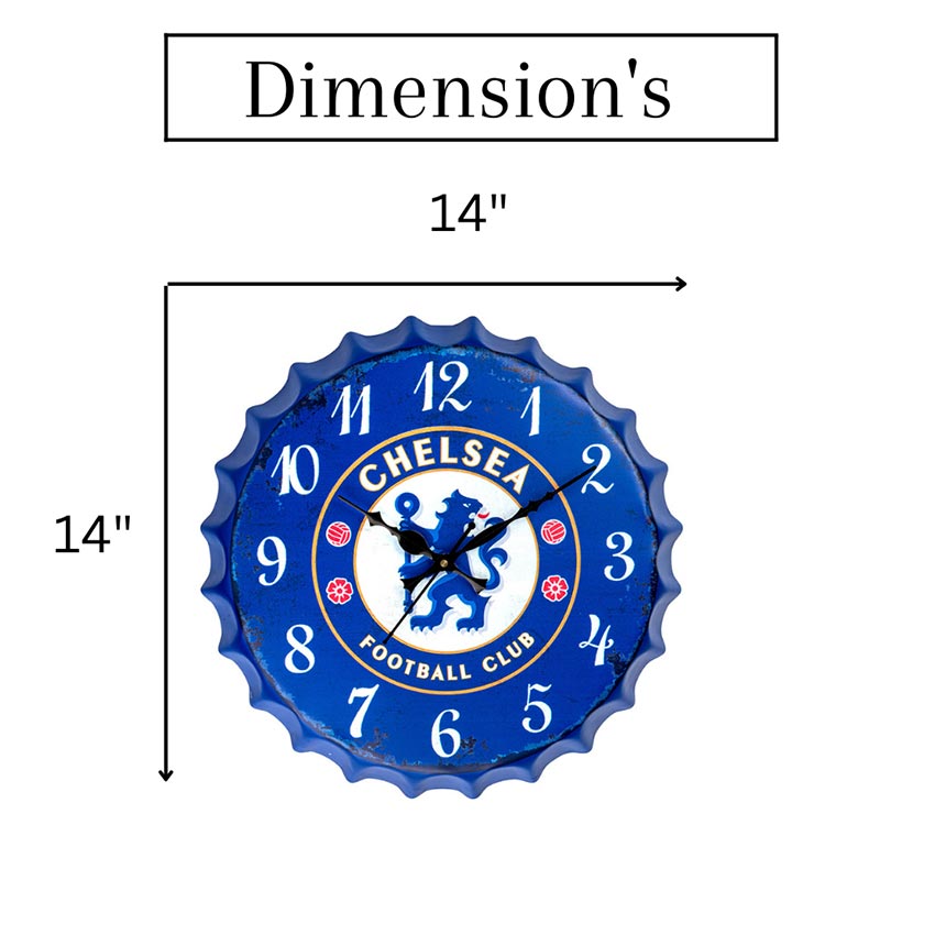 Chelsea Football Club Bottle Cap Themed Wall Clock | 14 inches