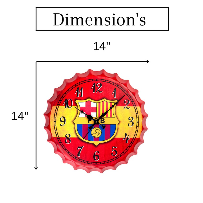 FC Barcelona Bottle Cap Themed Wall Clock | 14 inches