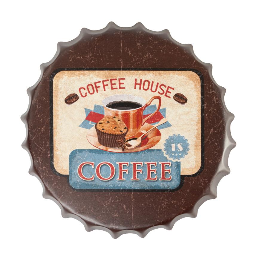 Coffee House Bottle Cap Wall Decor | 14 inches