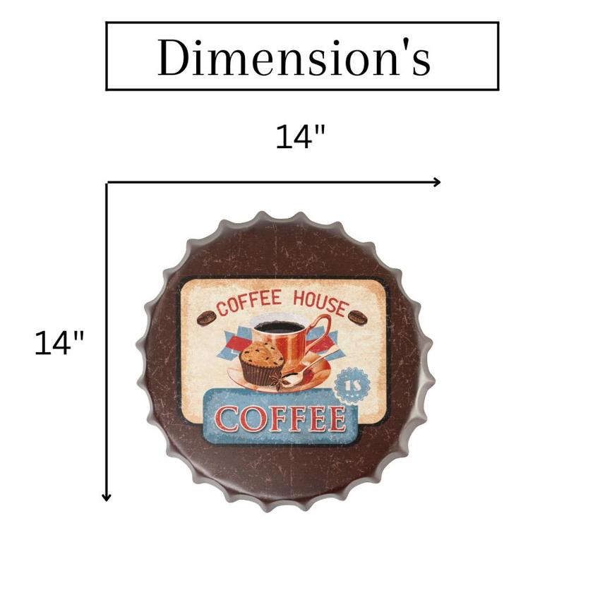 Coffee House Bottle Cap Wall Decor | 14 inches