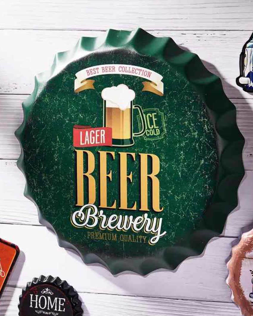 Beer Brewery Bottle Cap Wall Decor | 35 x 5 cm/ 14 x2 inches