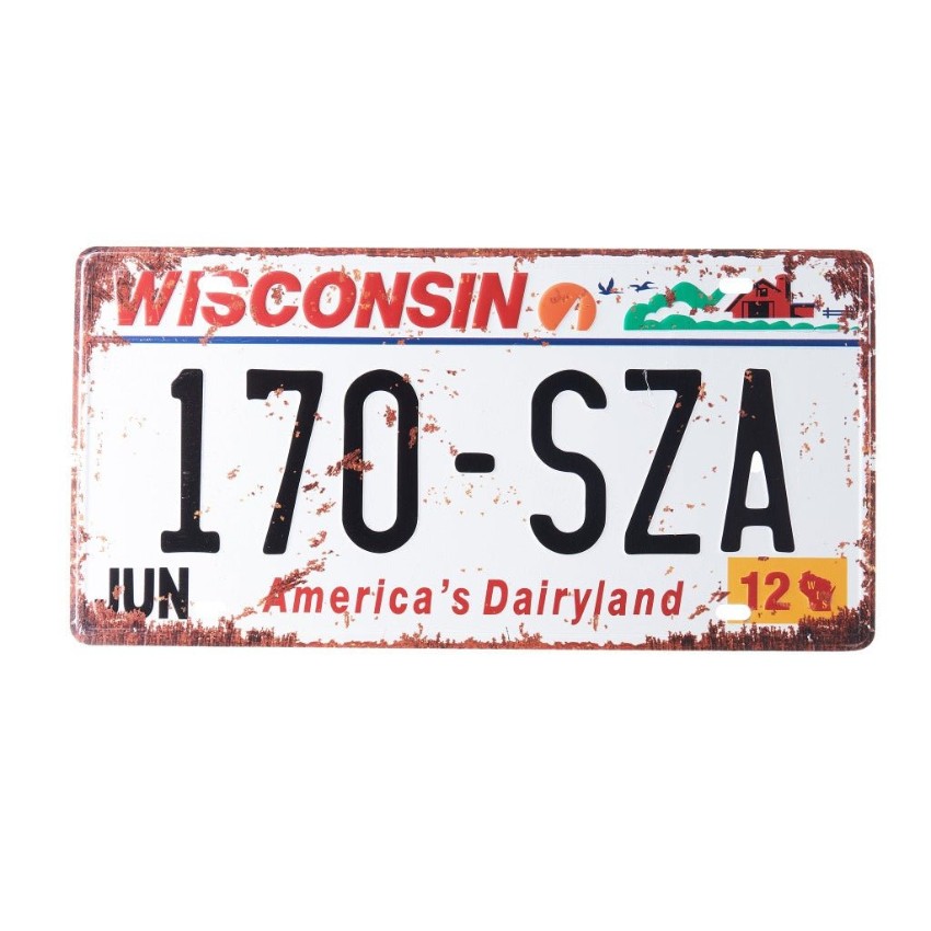 Wisconsin 170 SZA Number Plates Wall Sign | 12 x 6 inches