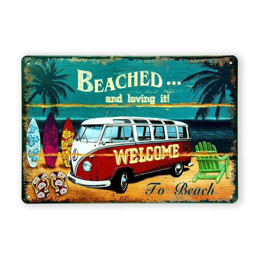 Volkswagen Beached and Loved It Number Plates Big Wall Sign | 12 x 8 inches