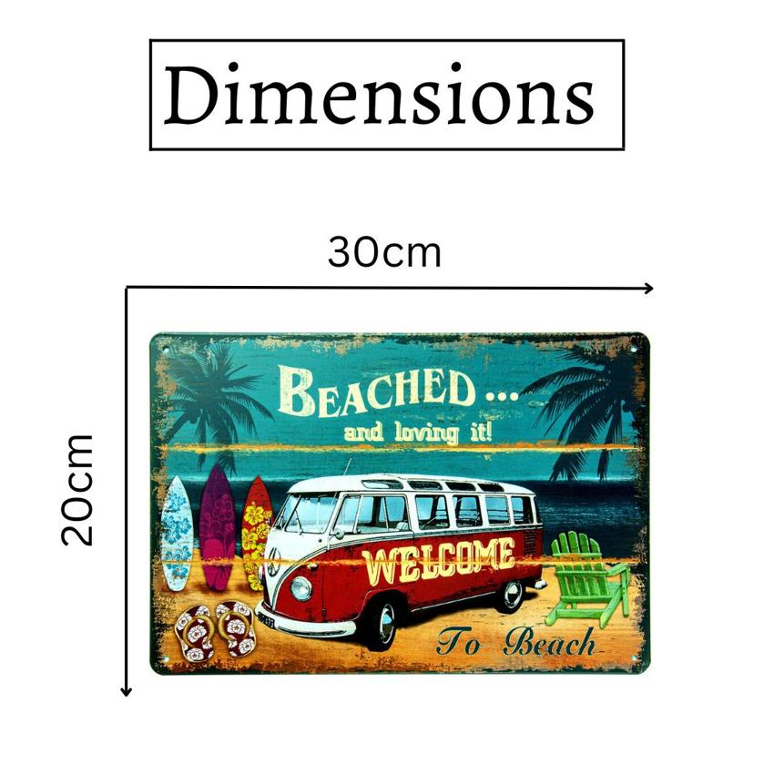 Volkswagen Beached and Loved It Number Plates Big Wall Sign | 12 x 8 inches