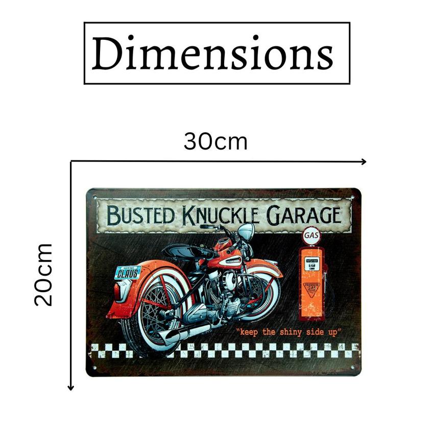 Busted Knuckle Garage Number Plates Big Wall Sign | 12 x 8 inches