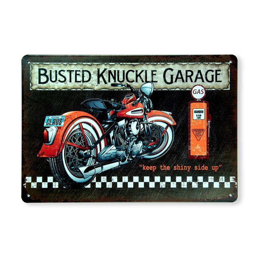 Busted Knuckle Garage Number Plates Big Wall Sign | 12 x 8 inches