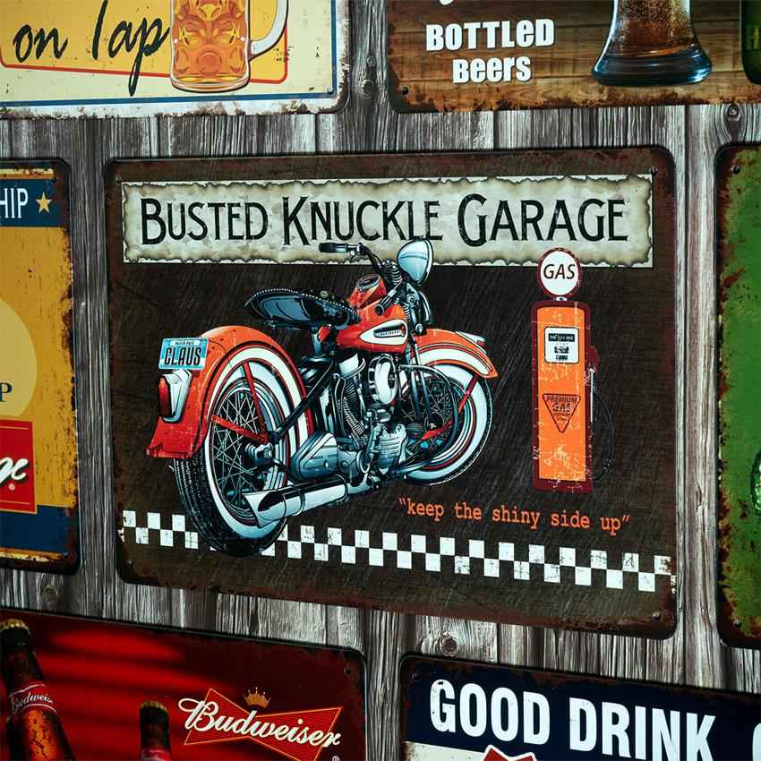 Busted Knuckle Garage Number Plates Big Wall Sign | 12 x 8 inches