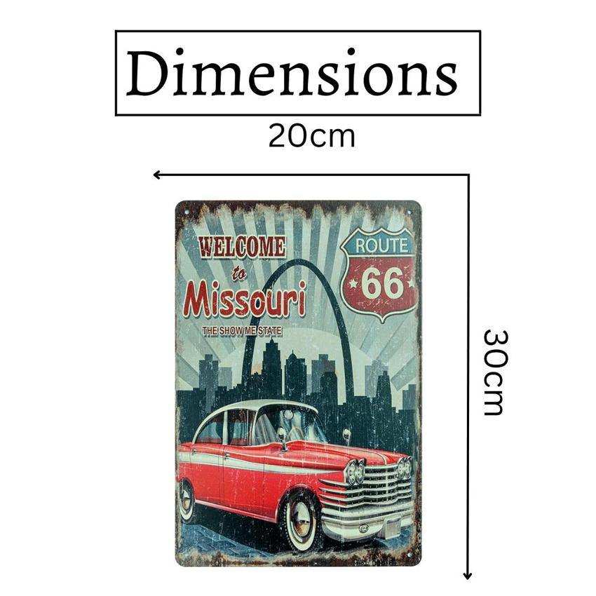 Chev Welcome to Missouri Number Plates Big Wall Sign | 12 x 8 inches