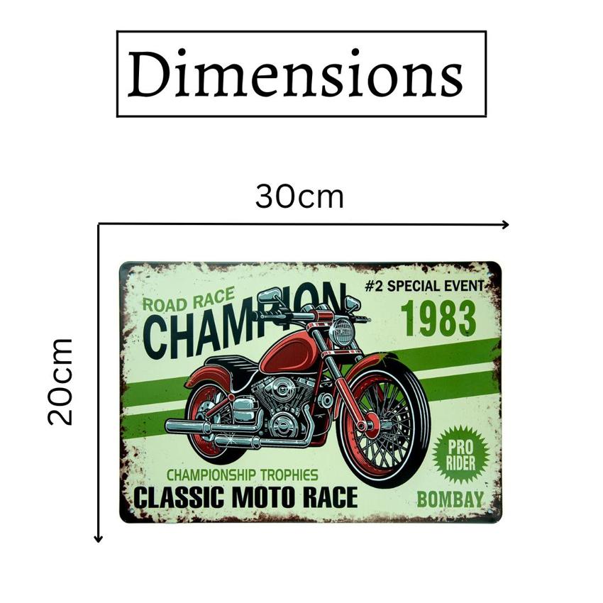 Classic Moto Race Bombay Number Plates Big Wall Sign | 12 x 8 inches
