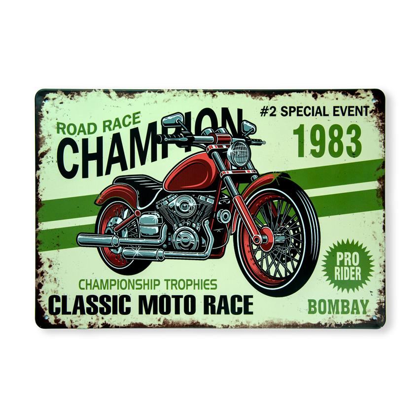 Classic Moto Race Bombay Number Plates Big Wall Sign | 12 x 8 inches