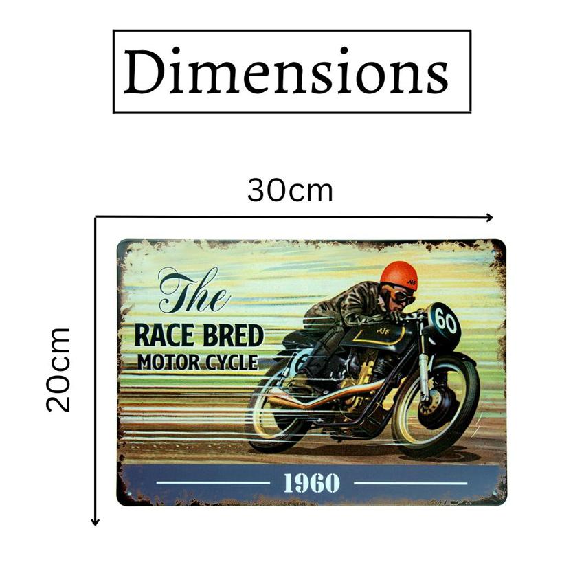 The Race Bred Motorcycle 1960 Number Plates Big Wall Sign | 12 x 8 inches