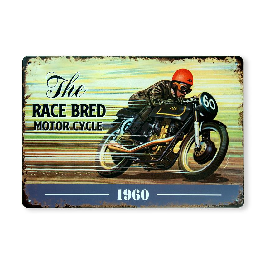 The Race Bred Motorcycle 1960 Number Plates Big Wall Sign | 12 x 8 inches