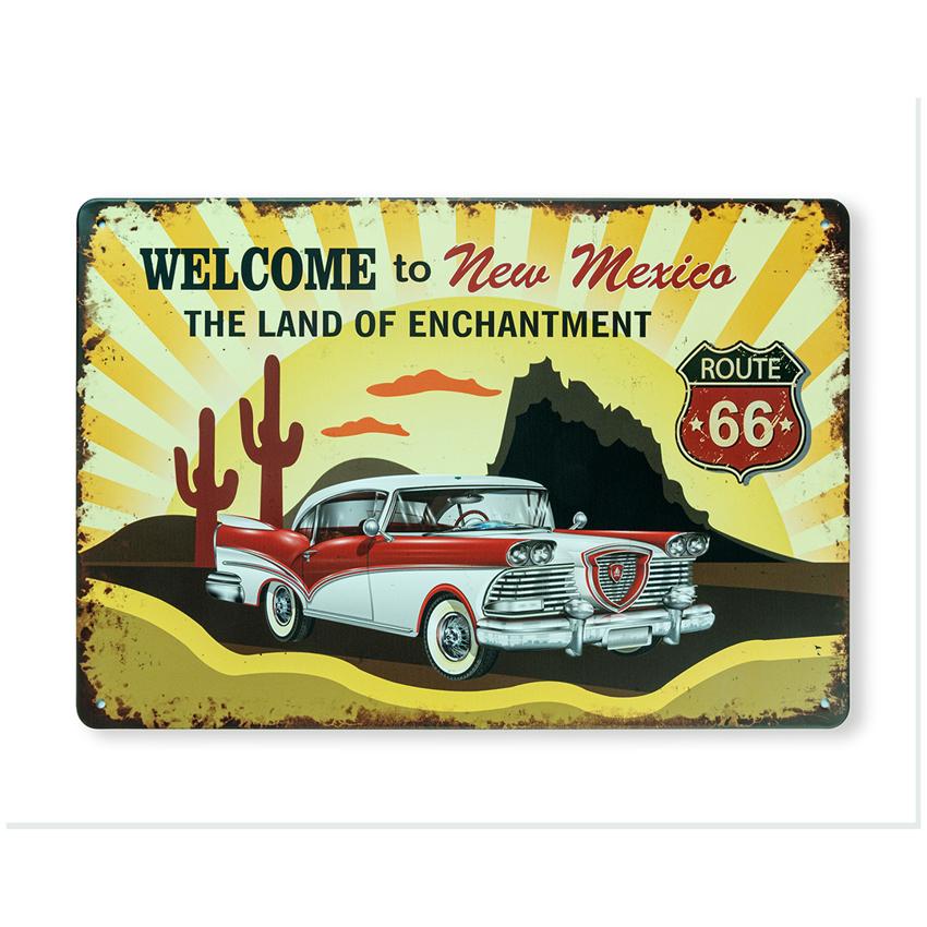 Vintage Car Welcome to New Mexico Number Plates Big Wall Sign | 12 x 8 inches
