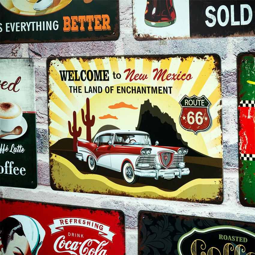 Vintage Car Welcome to New Mexico Number Plates Big Wall Sign | 12 x 8 inches