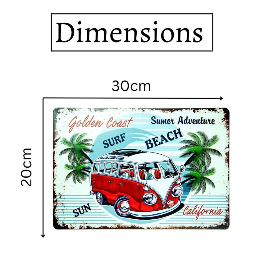 Volkswagen Surf Beach Number Plates Big Wall Sign | 12 x 8 inches