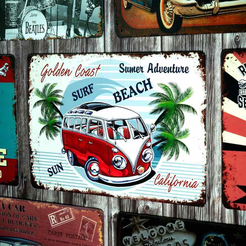 Volkswagen Surf Beach Number Plates Big Wall Sign | 12 x 8 inches