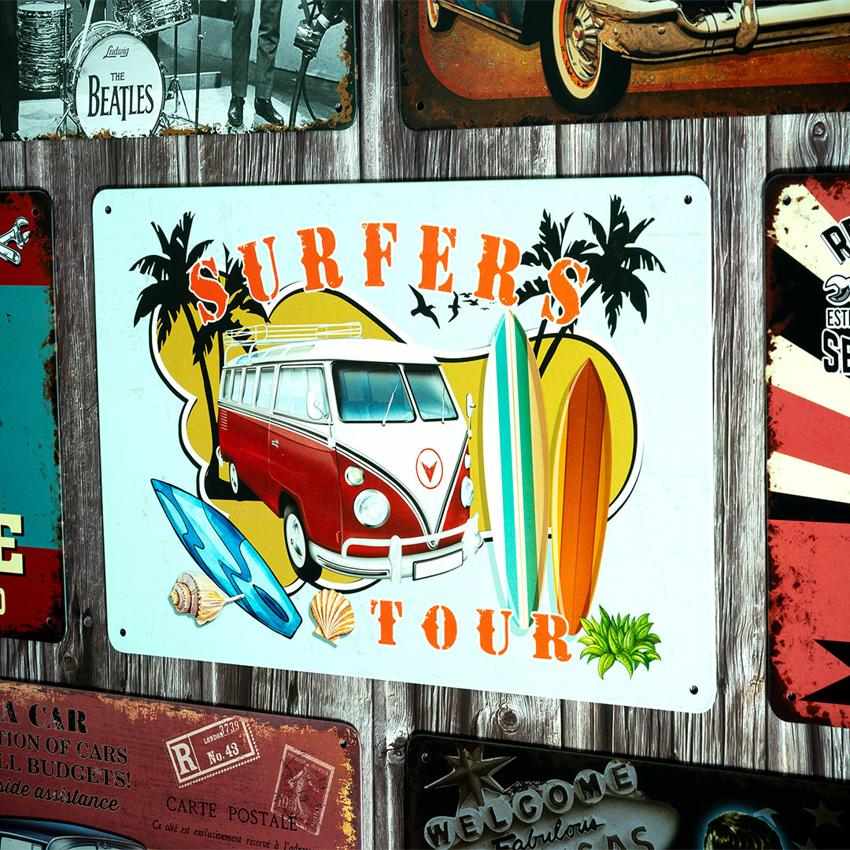 Volkswagen Surfers Tour Number Plates Big Wall Sign | 12 x 8 inches