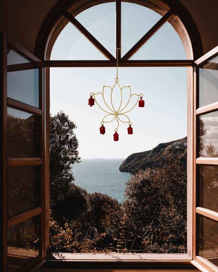 Lotus Copper Bell Wind Chime | 10 x 12 inches