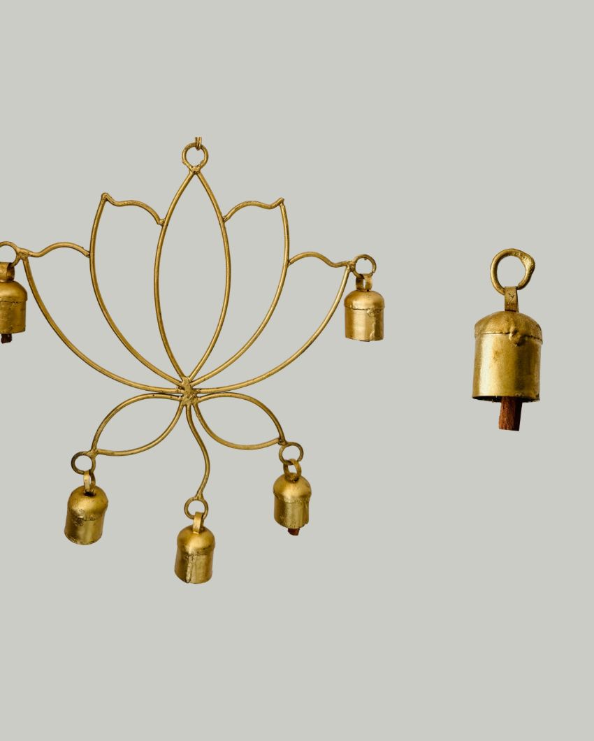Lotus Copper Bell Wind Chime | 10 x 12 inches
