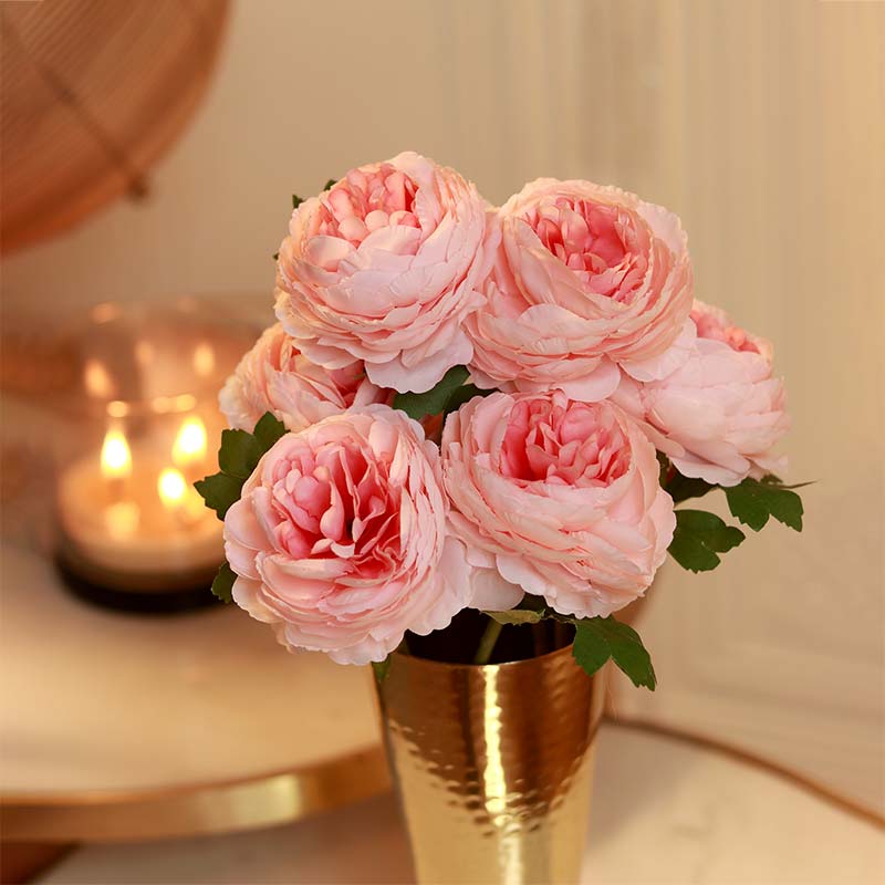 The Romania | Artificial Light Pink Peony Pack of 6