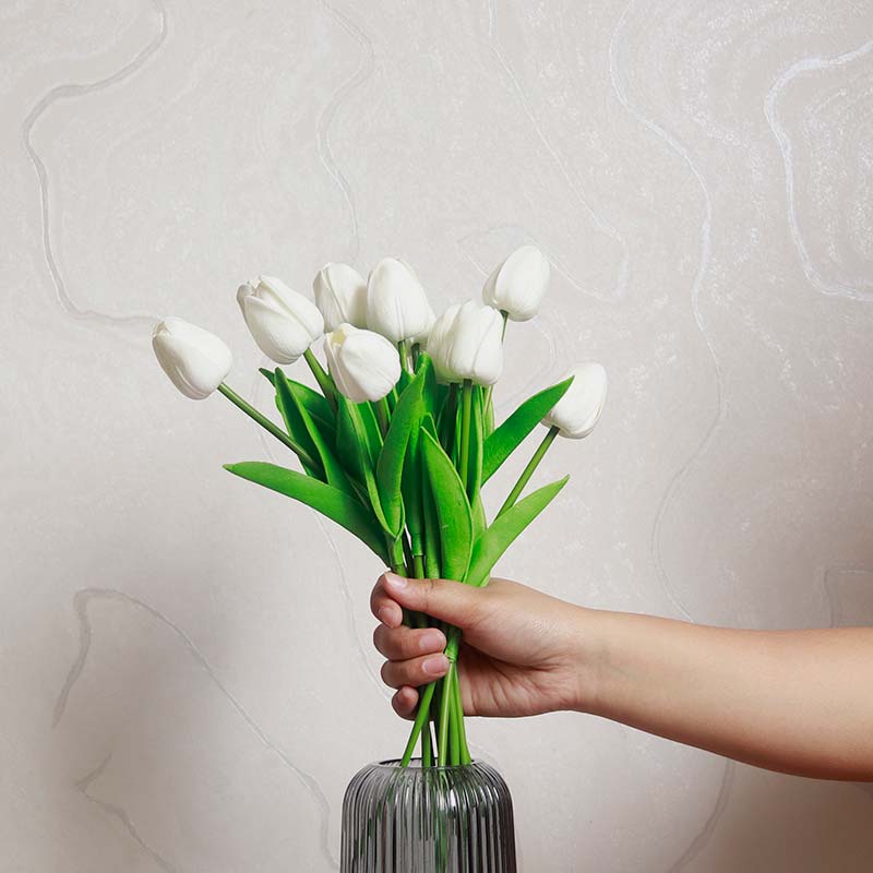 The Lisse | Artificial Tulips in Blue and White | Set of 10 flowers