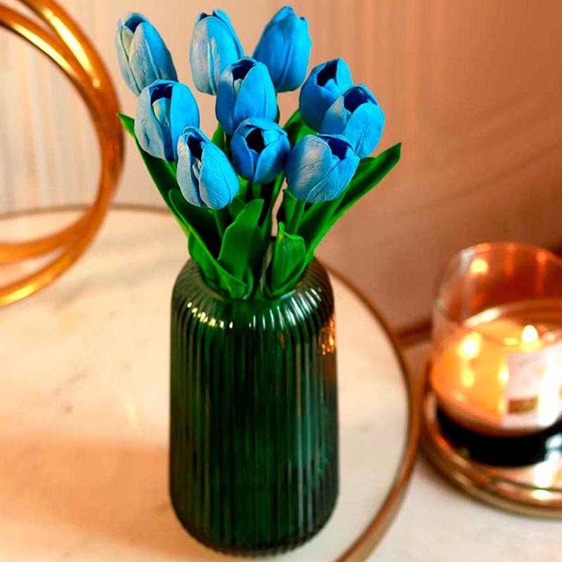 The Lisse | Artificial Tulips in Blue and White | Set of 10 flowers