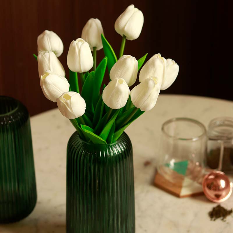 The Lisse | Artificial Tulips in Blue and White | Set of 10 flowers