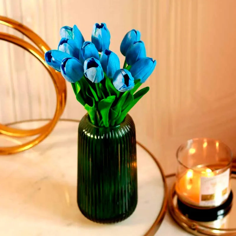 The Lisse | Artificial Tulips in Blue and White | Set of 10 flowers