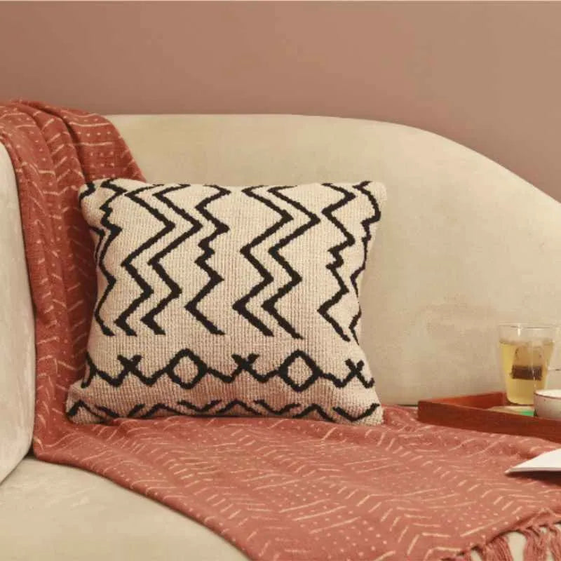 Abstract Printed Square Polyester Cushion Cover (Single)