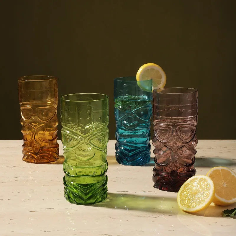 Glass Assorted Tall Tiki Glasses | Set Of 2 Default Title