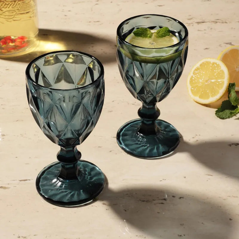 Tinted Goblet | Set Of 2 | Multiple Colors Aqua