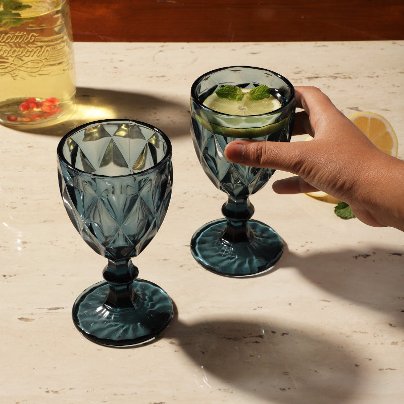 Tinted Goblet | Set Of 2 | Multiple Colors Aqua