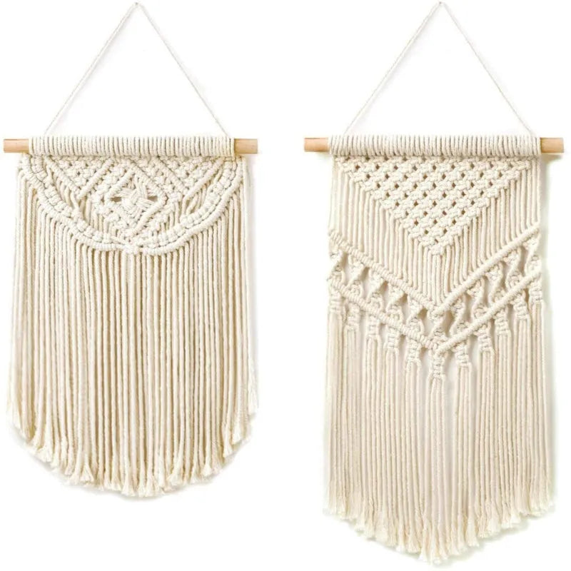 Macrame Wall Hanging with Tassels | Set of 2 - Dusaan
