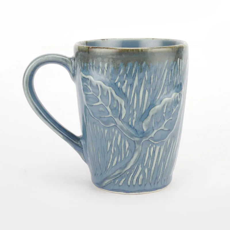 Ceramic Navy Leaf Mugs | Set of 2 Default Title