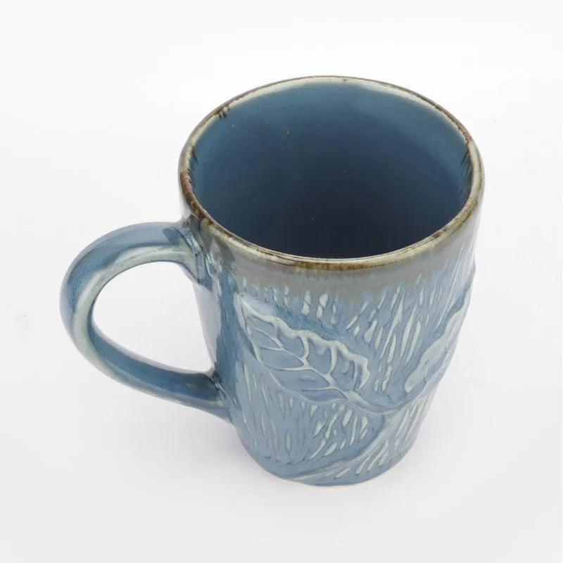 Ceramic Navy Leaf Mugs | Set of 2 Default Title