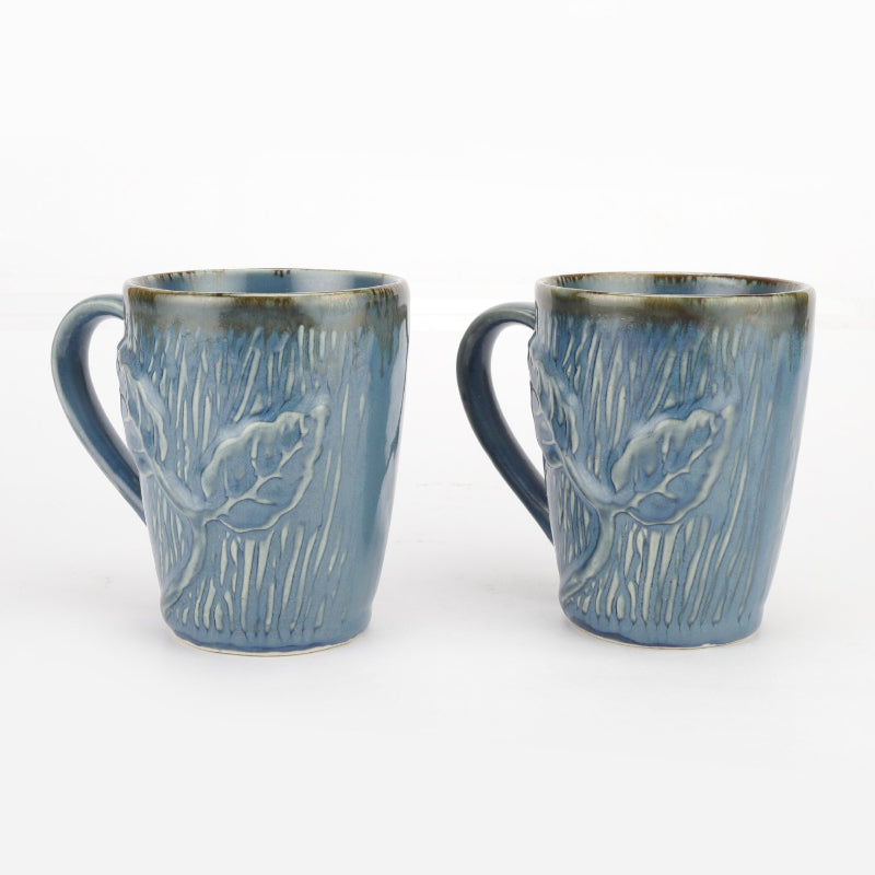 Ceramic Navy Leaf Mugs | Set of 2 Default Title