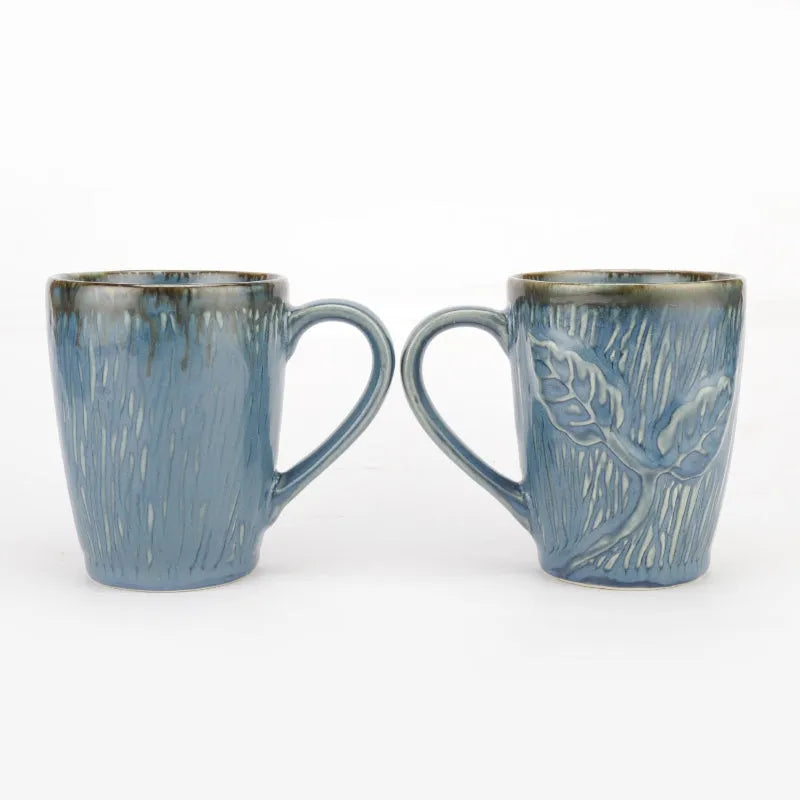 Ceramic Navy Leaf Mugs | Set of 2 Default Title