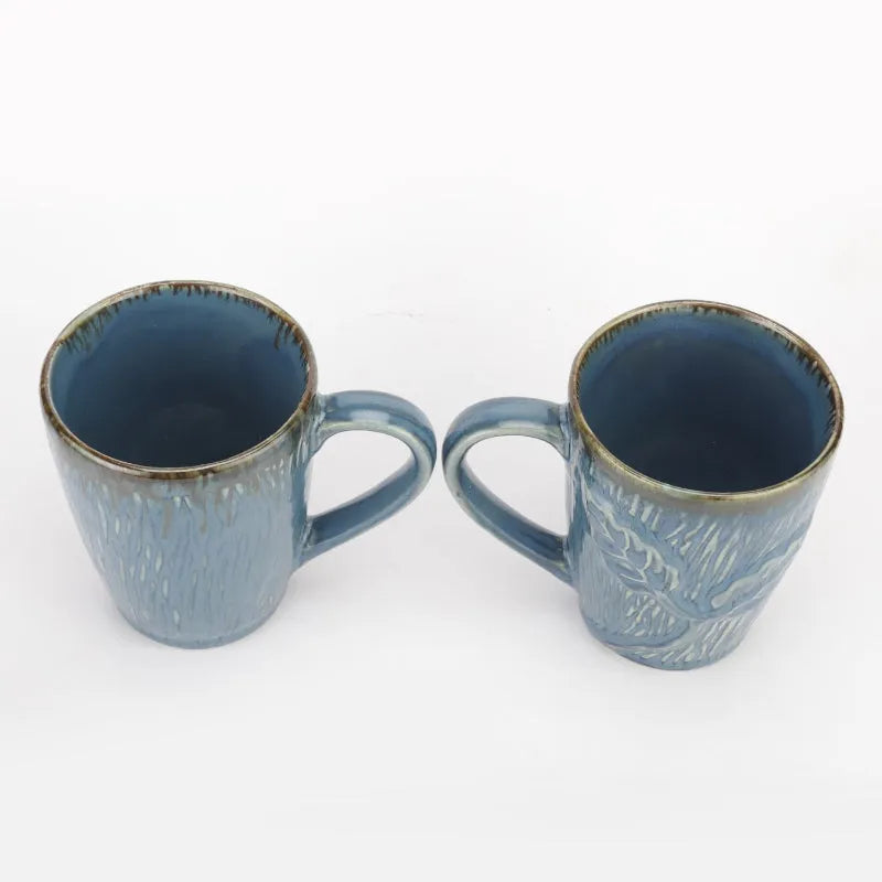 Ceramic Navy Leaf Mugs | Set of 2 Default Title